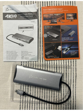 J5create USB C Triple Monitor 10Gbps Mini Dock Space Grey